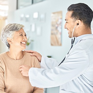 Older woman undergoing health checkup