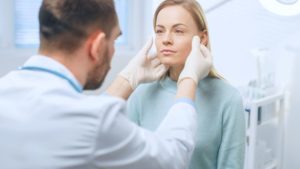 Female patient attending consultation for a facelift